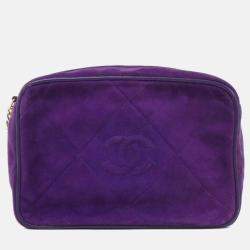 Pre Owned Chanel CC Tassel Purple Suede Camera Bag