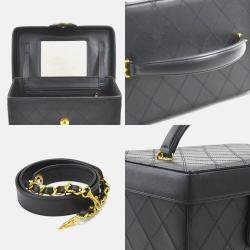 Chanel Handbag Vanity Bag Shoulder Leather Black 