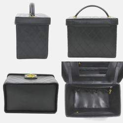 Chanel Handbag Vanity Bag Shoulder Leather Black 