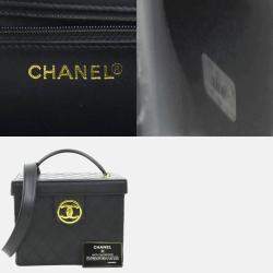 Chanel Handbag Vanity Bag Shoulder Leather Black 