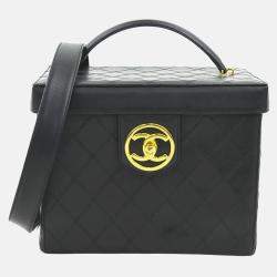 Chanel Handbag Vanity Bag Shoulder Leather Black 