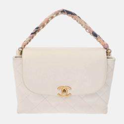 Chanel White Caviar Leather Shoulder Bag