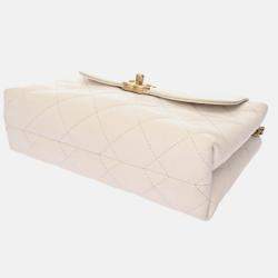 Chanel White Caviar Leather Shoulder Bag