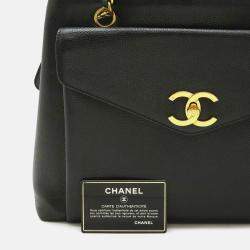Chanel Coco Mark Tote Bag Chain Shoulder Caviar Skin Leather Black
