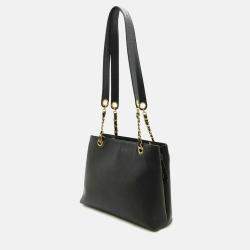 Chanel Coco Mark Tote Bag Chain Shoulder Caviar Skin Leather Black