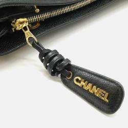 Chanel Coco Mark Tote Bag Chain Shoulder Caviar Skin Leather Black