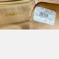 Chanel Handbag Caviar Skin Leather Beige Gold