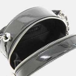 Pre Owned Chanel Round CC Patent Leather Glitter Shoulder Bag