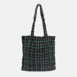 Chanel Resin Strass Large Robot Black Tweed Shopping Bag 