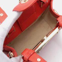 Chanel Label Click Shopper Small Red Grained Calfskin Stitched Tote Bag