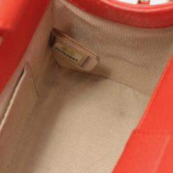 Chanel Label Click Shopper Small Red Grained Calfskin Stitched Tote Bag