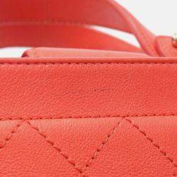 Chanel Label Click Shopper Small Red Grained Calfskin Stitched Tote Bag