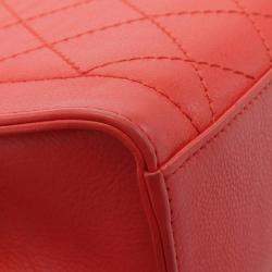 Chanel Label Click Shopper Small Red Grained Calfskin Stitched Tote Bag