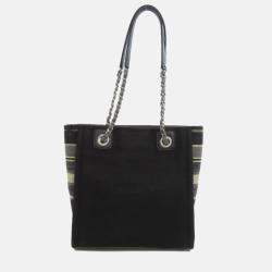 Chanel Deauville Black Canvas Tote Bag 