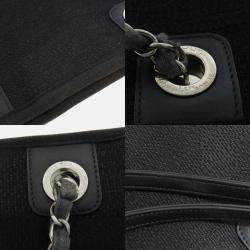 Chanel Deauville Black Canvas Tote Bag 