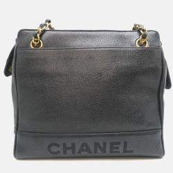 Chanel CC Chain Black Caviar Skin Shoulder Bag 