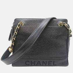 Chanel CC Chain Black Caviar Skin Shoulder Bag 