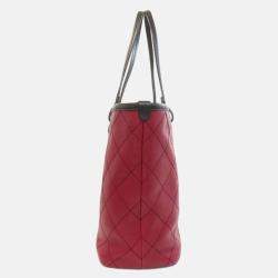 Pre Owned Chanel On The Road Red/Brown Grained Calfskin Tote Bag 