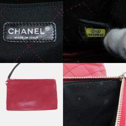 Pre Owned Chanel On The Road Red/Brown Grained Calfskin Tote Bag 