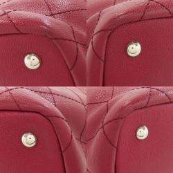 Pre Owned Chanel On The Road Red/Brown Grained Calfskin Tote Bag 