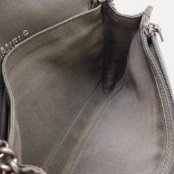Chanel Boy Chanel Coco Mark Chain Wallet Shoulder Bag Pochette Quilted Leather Grey