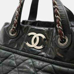 Chanel In The Mix Matelasse Coco Mark Chain Shoulder Bag Tote Sparkle Leather Black