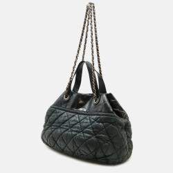 Chanel In The Mix Matelasse Coco Mark Chain Shoulder Bag Tote Sparkle Leather Black