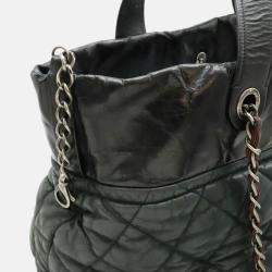 Chanel In The Mix Matelasse Coco Mark Chain Shoulder Bag Tote Sparkle Leather Black