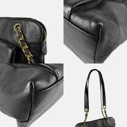 Chanel Front Pocket Black Leather Shoulder Bag 