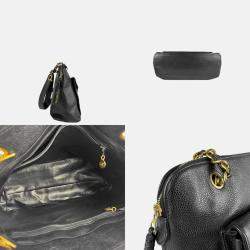 Chanel Front Pocket Black Leather Shoulder Bag 