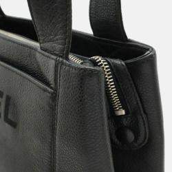 Chanel Embroidered Logo Black Caviar Shoulder Bag 