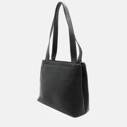 Chanel Embroidered Logo Black Caviar Shoulder Bag 