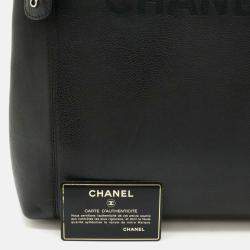 Chanel Embroidered Logo Black Caviar Shoulder Bag 