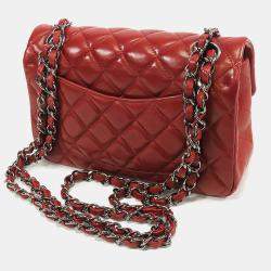 Chanel Red Mini Rectangular Classic Lambskin Single Flap