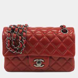 Chanel Red Mini Rectangular Classic Lambskin Single Flap