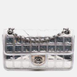 Chanel Silver Vinyl Ice Cube Flap