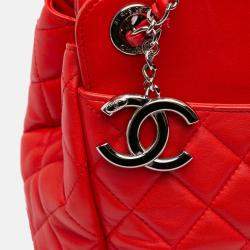Chanel Red Quilted Lambskin 7 Tote