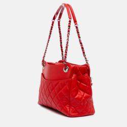 Chanel Red Quilted Lambskin 7 Tote