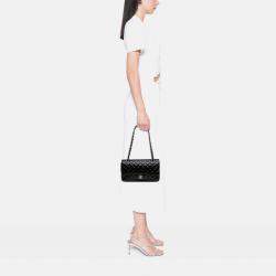 Chanel Black Medium Classic Patent Double Flap