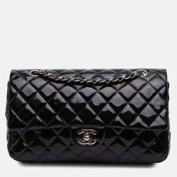 Chanel Black Medium Classic Patent Double Flap