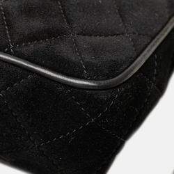 Chanel Black CC Quilted Suede Shoulder Bag