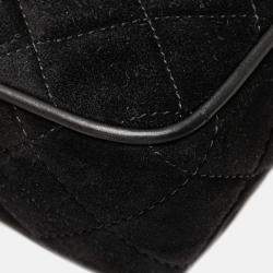 Chanel Black CC Quilted Suede Shoulder Bag