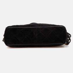 Chanel Black CC Quilted Suede Shoulder Bag