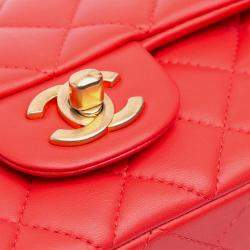 Chanel Red Mini Rectangular Classic Lambskin Single Flap