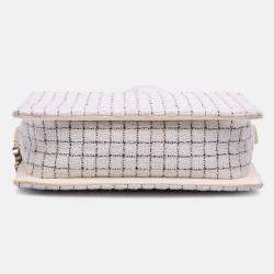 Chanel Brown/White Small Tweed and Resin Zipped Shopping Bag