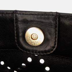 Chanel Black Small CC Perforated Patent Tote