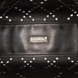 Chanel Black Small CC Perforated Patent Tote