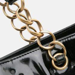 Chanel Black Small CC Perforated Patent Tote