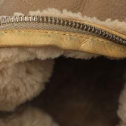 Chanel Light Brown Quilted Leather and Shearling Accordion Bag