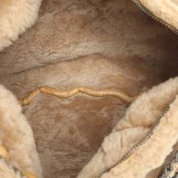 Chanel Light Brown Quilted Leather and Shearling Accordion Bag